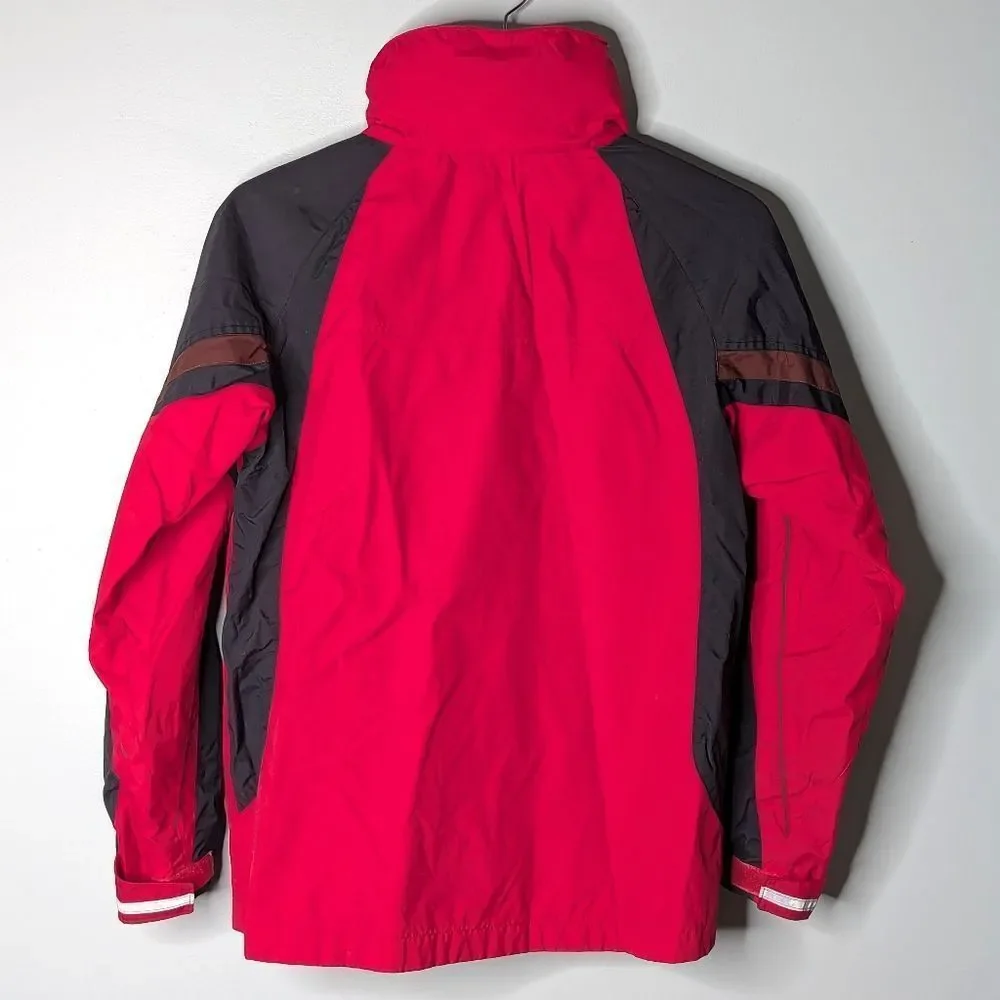 Columbia Sportswear Youth Red Black Waterproof Hoodie Shell Windbreaker Sz 14